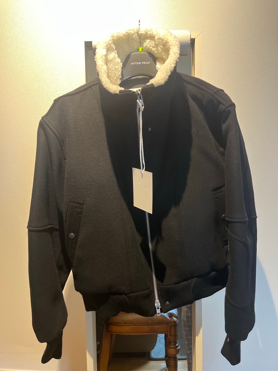 2) 알렌느 하이넥 크롭 울 블루종 새상품 상품이미지3