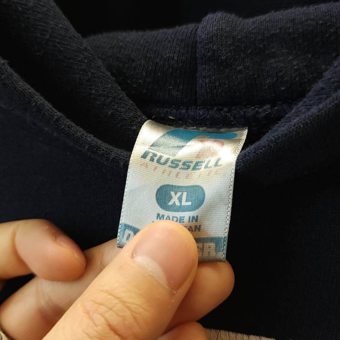 90s 러셀 후드 스웻셔츠 바이킹 미국 오리지널 빈티지 레터링 XL 상품이미지6