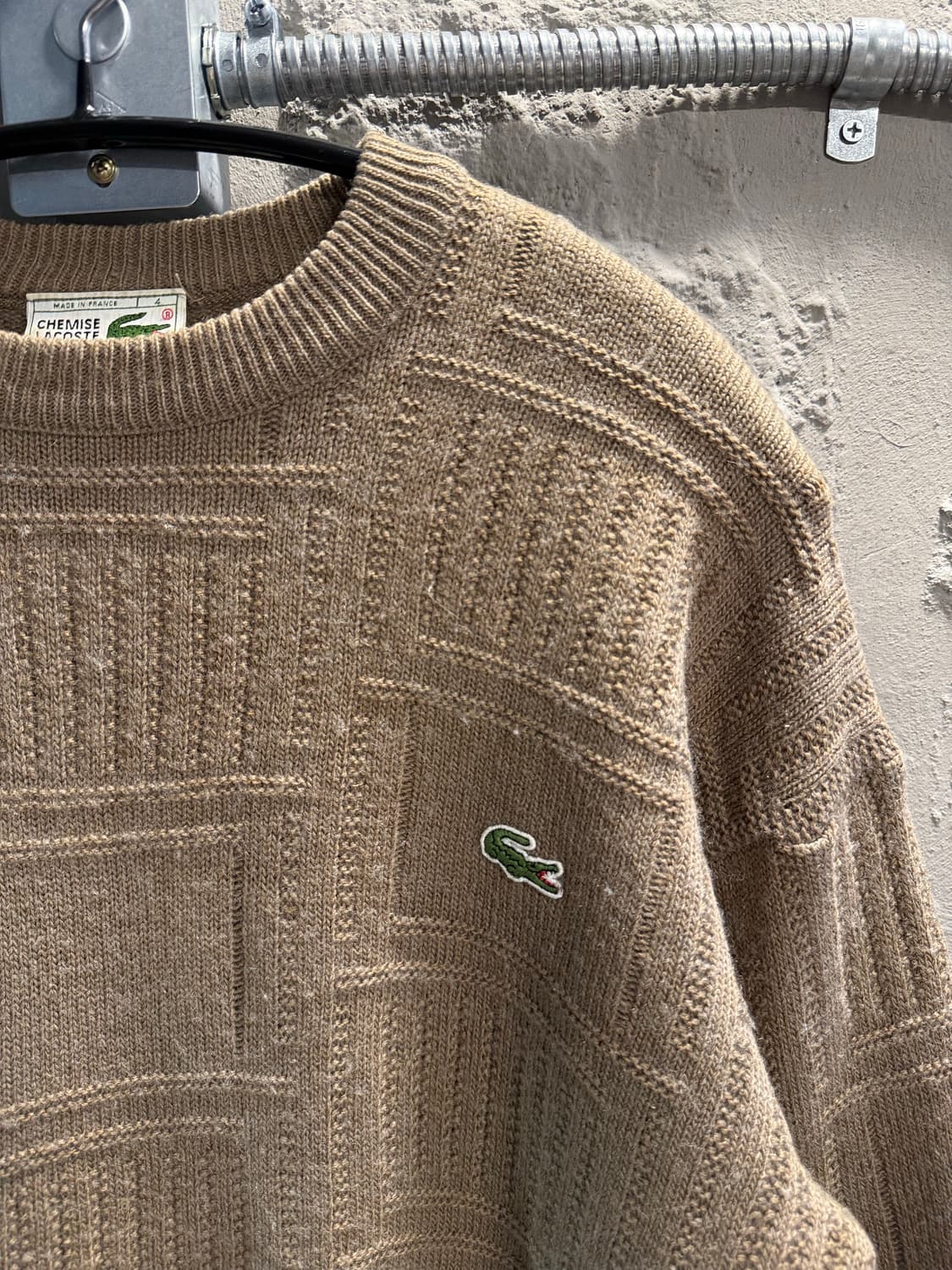 L 라코스테 LACOSTE 프랑스제 울 니트 스웨터 베이지 상품이미지3