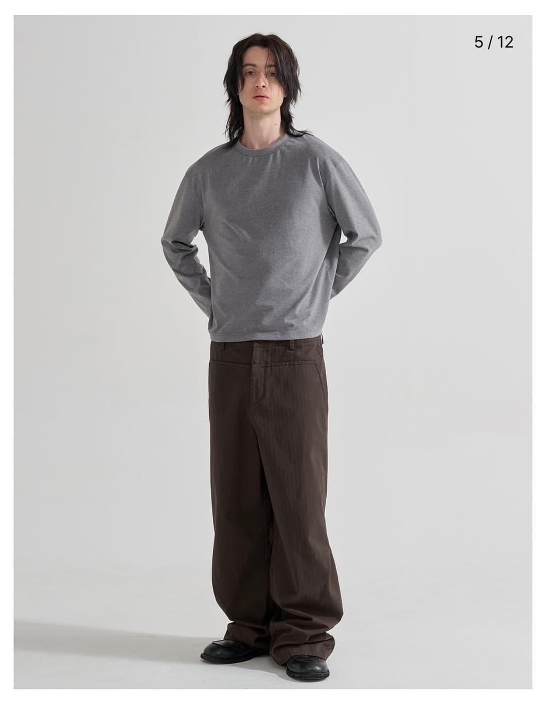 주앙옴므 워시드 헤링본 코튼 팬츠 브라운 L 상품이미지2