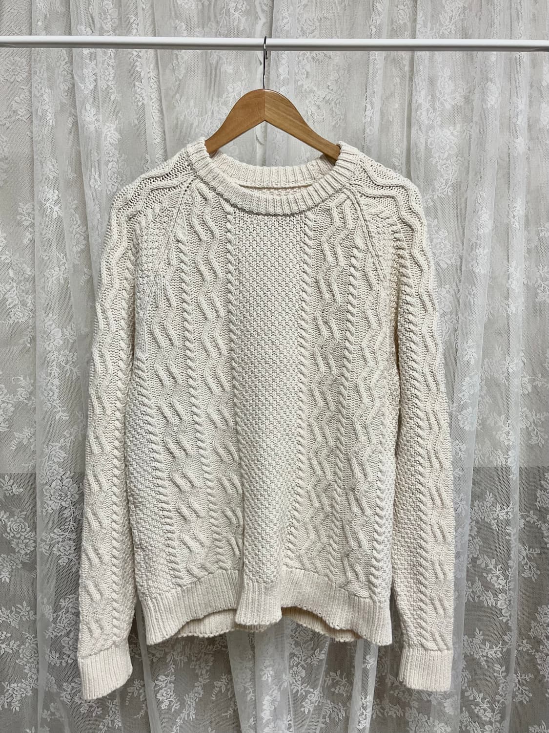 M) 아베크롬비 코튼 케이블 니트 아이보리 상품이미지1