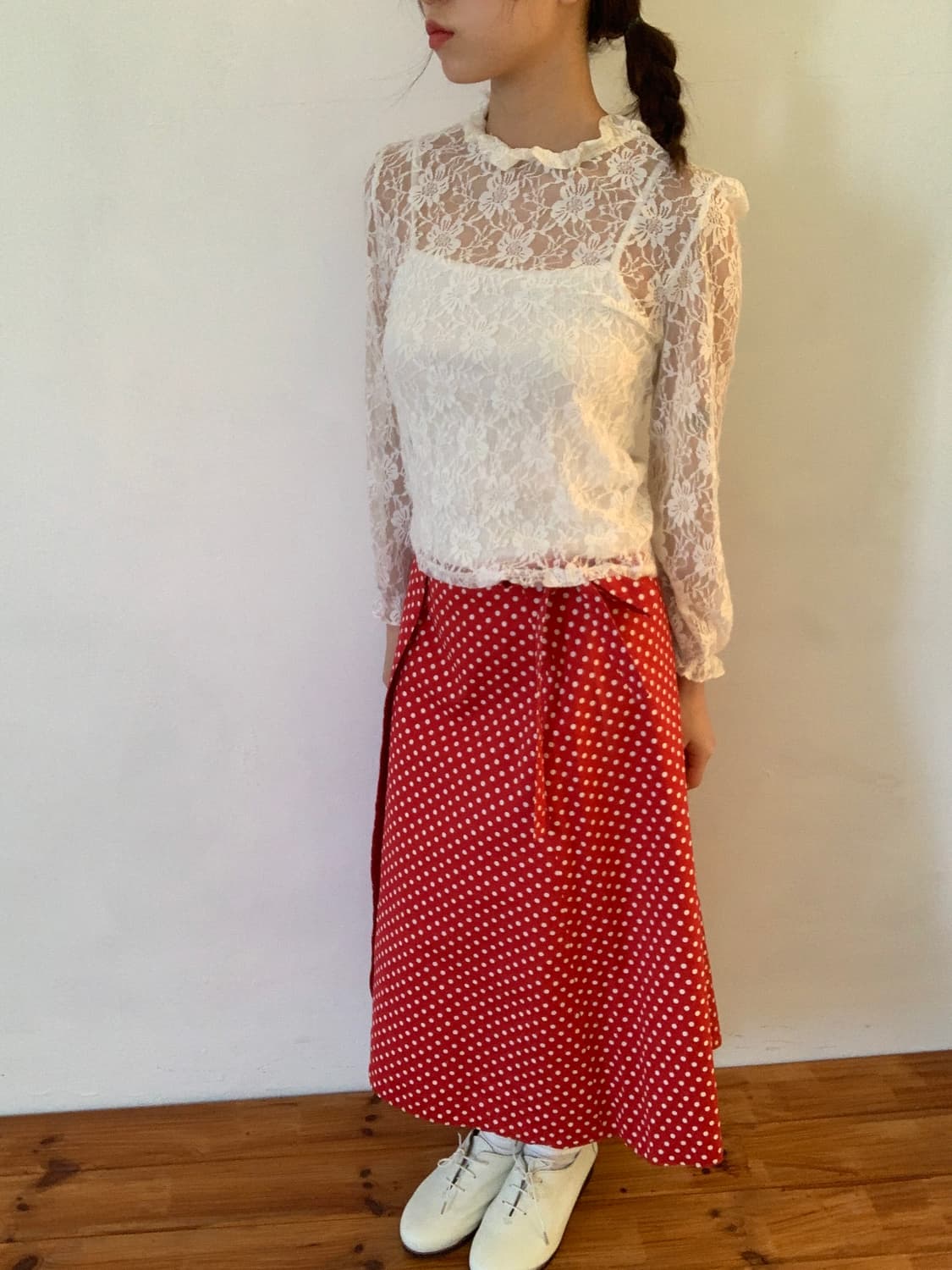 Dot Ribbon Wrap Skirt 상품이미지8