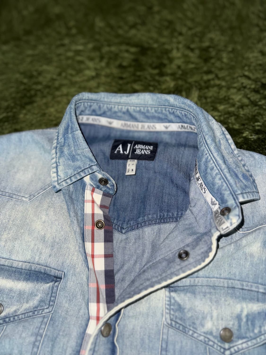 [EU L] 아르마니 진스 빈티지 워싱 웨스턴 데님 셔츠 상품이미지3