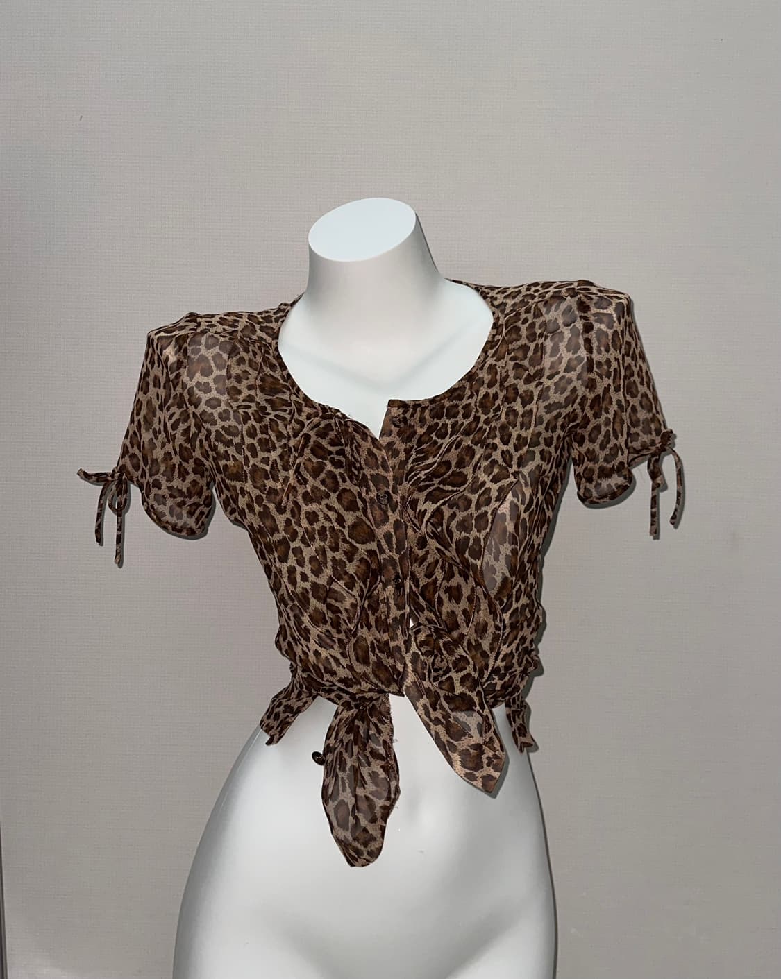 빈티지 갸루 호피 반소매 블라우스 상품이미지3