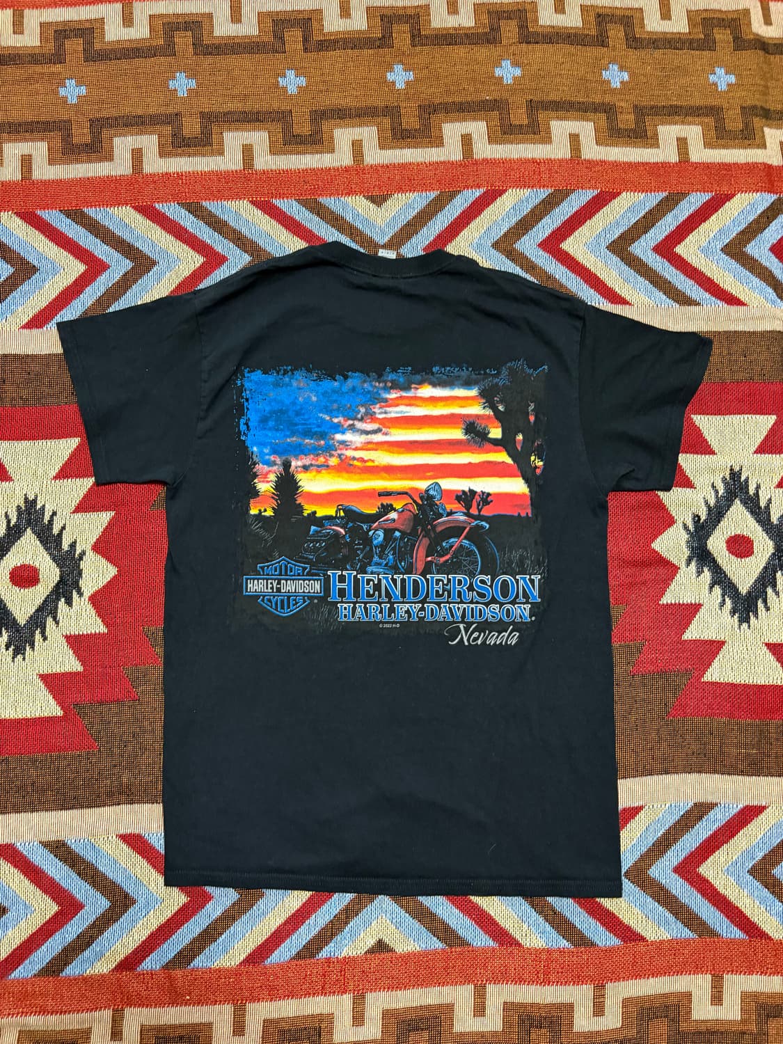 Harley Davidson 할리데이비슨 빈티지 성조기 프린팅 반팔  상품이미지1