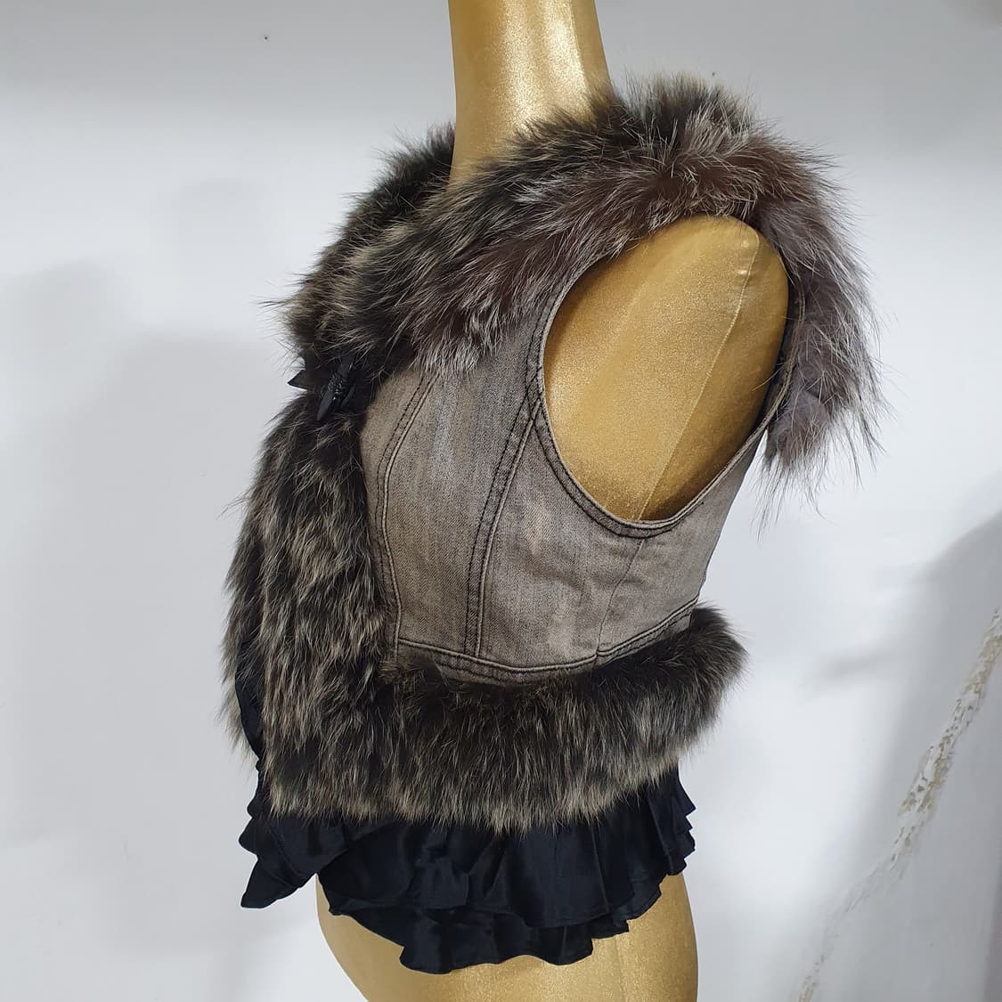 빈티지 데님 토끼털 조끼 y2k 페어리그런지 오네갸루 달천깔 상품이미지3