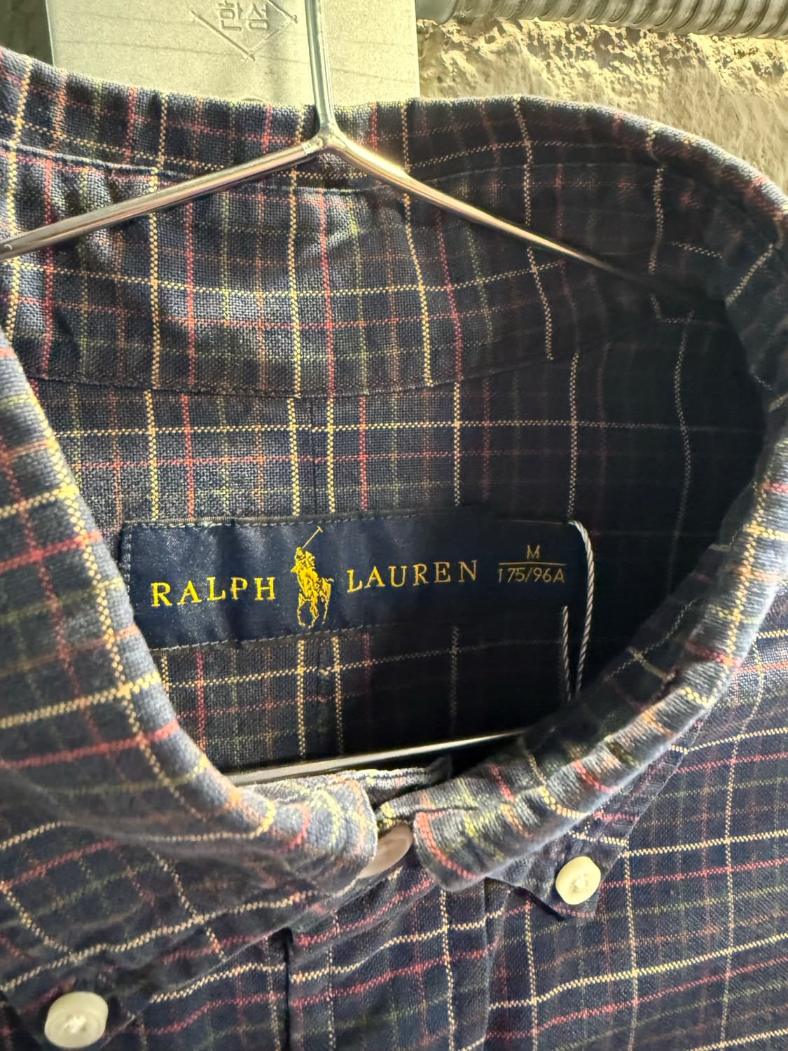 폴로 랄프로렌 POLO 체크 버튼다운 셔츠 네이비 M 상품이미지5