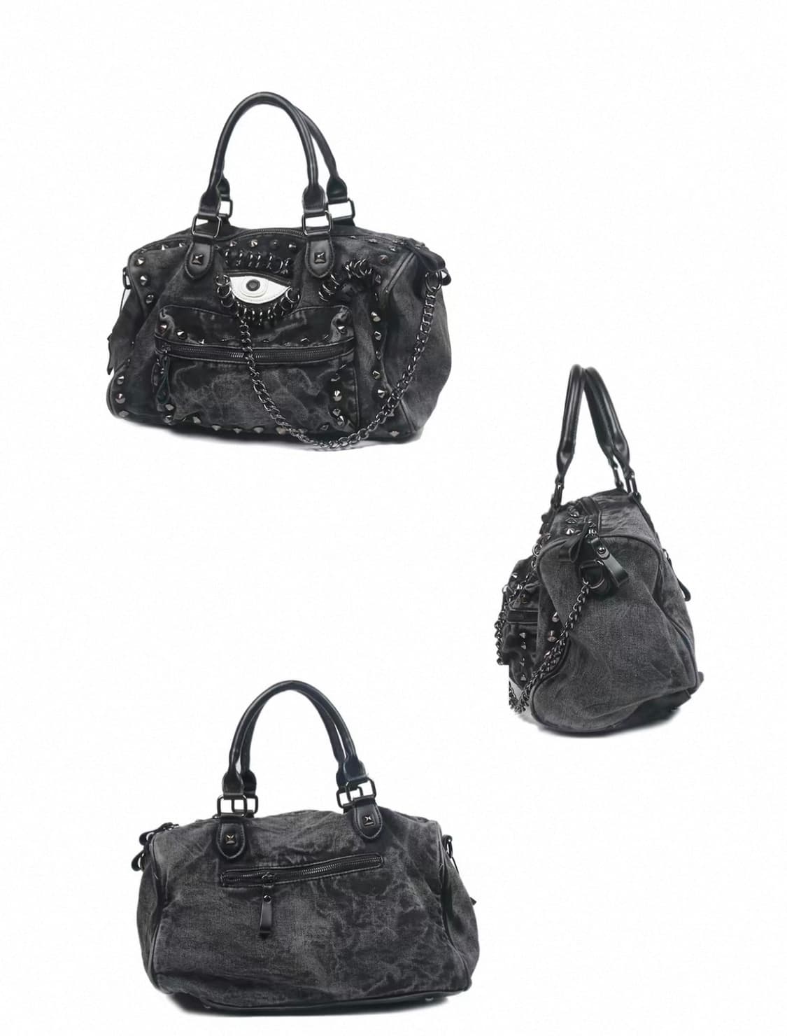 아이 패치 스터드 체인 보스턴백 상품이미지1