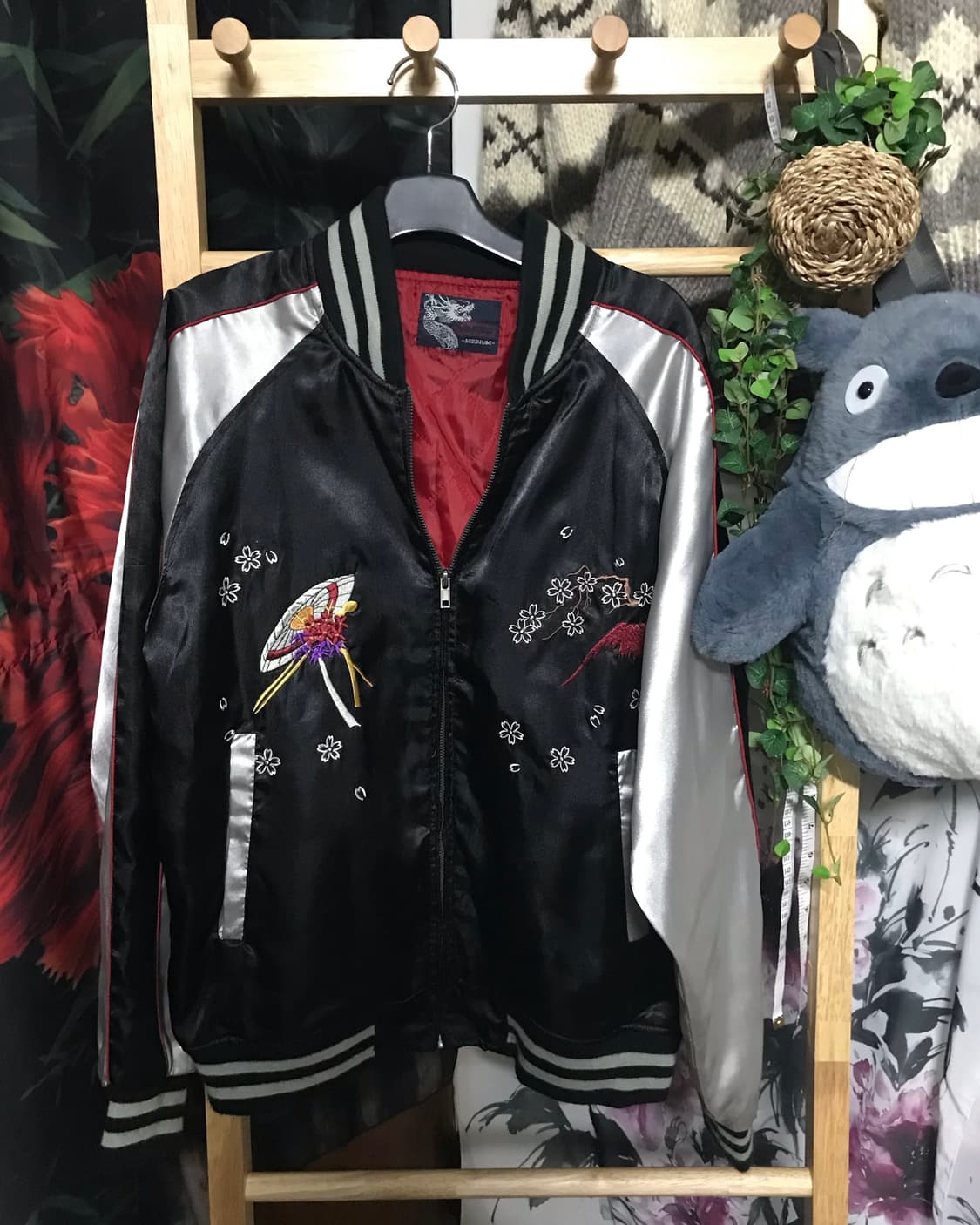 Jp 사쿠라 유카타 소녀 자수 블루종 스카쟌 자켓 상품이미지2