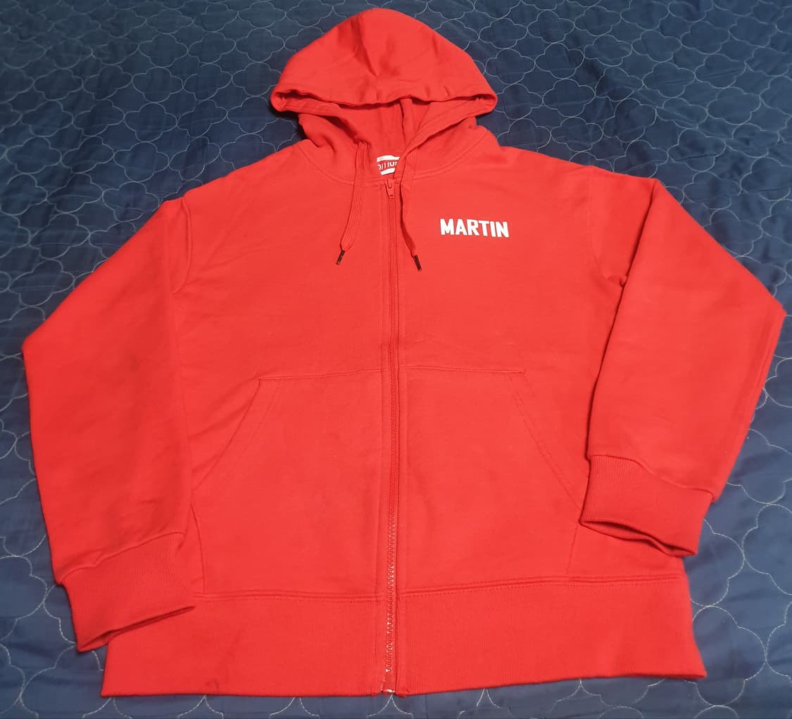 (빈티지) 랩 에디션 마틴 백 바코드 프린팅 후드집업 레드 (S) 상품이미지2