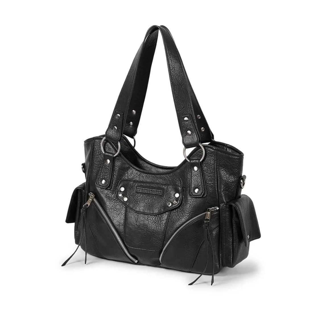 Studded Leather Shoulder Bag (Black) 상품이미지1