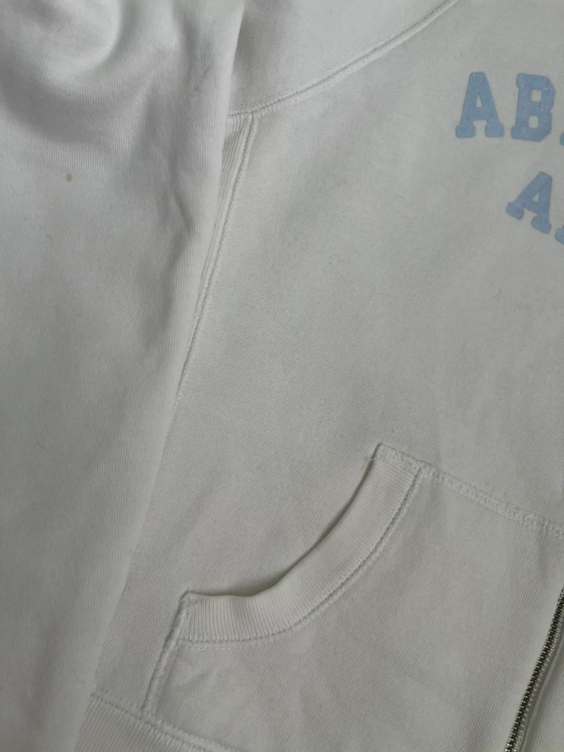[L] 아베크롬비 Y2K 화이트 크롭 후드집업 스웻 져지 상품이미지6