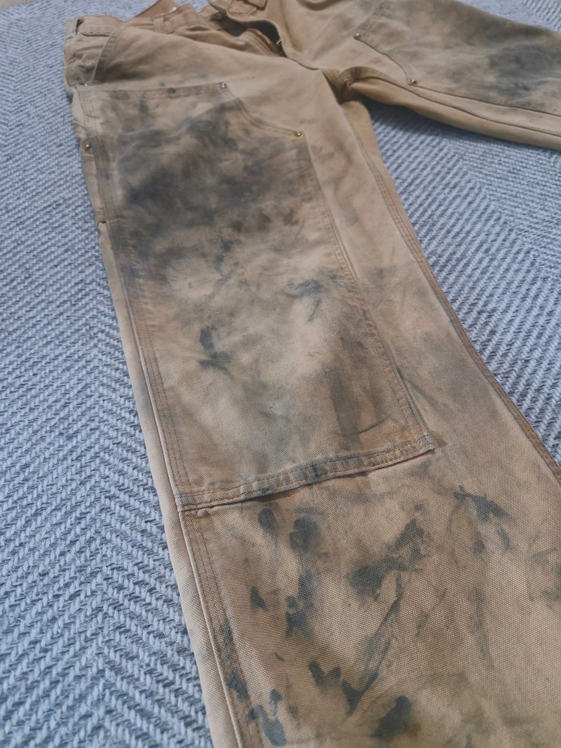 칼하트 00s 빈티지 오일 워시드 더블니 팬츠 32×32 상품이미지4