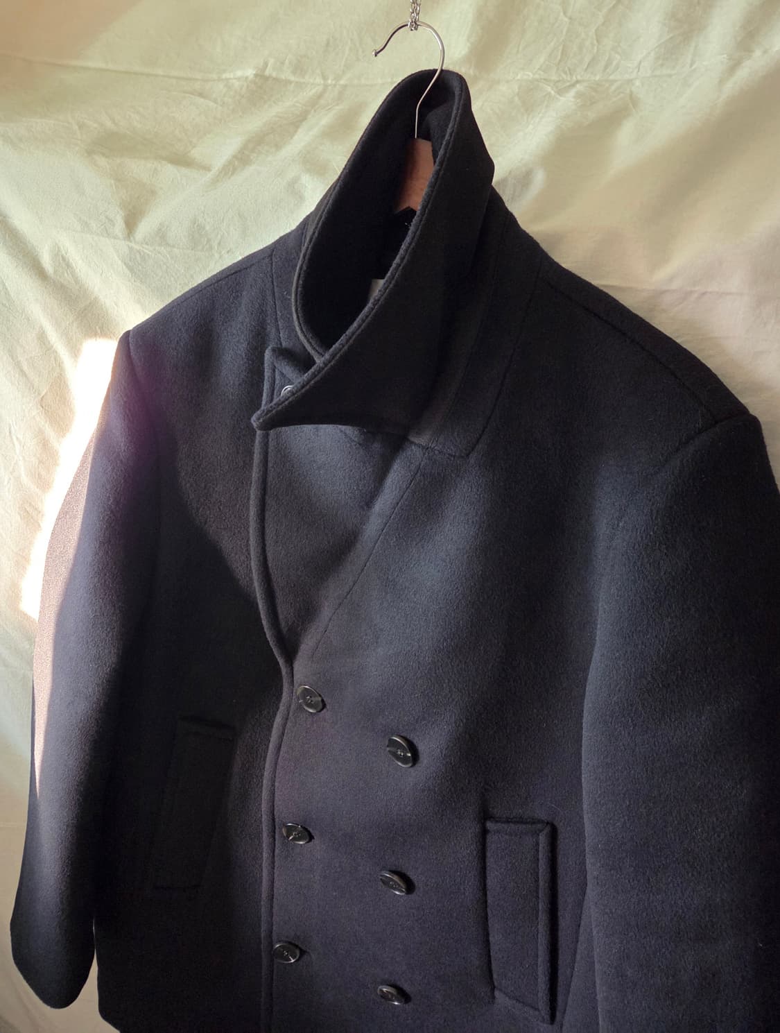 제너럴아이디어 울 블렌드 더블 피코트 다크네이비 L 상품이미지4