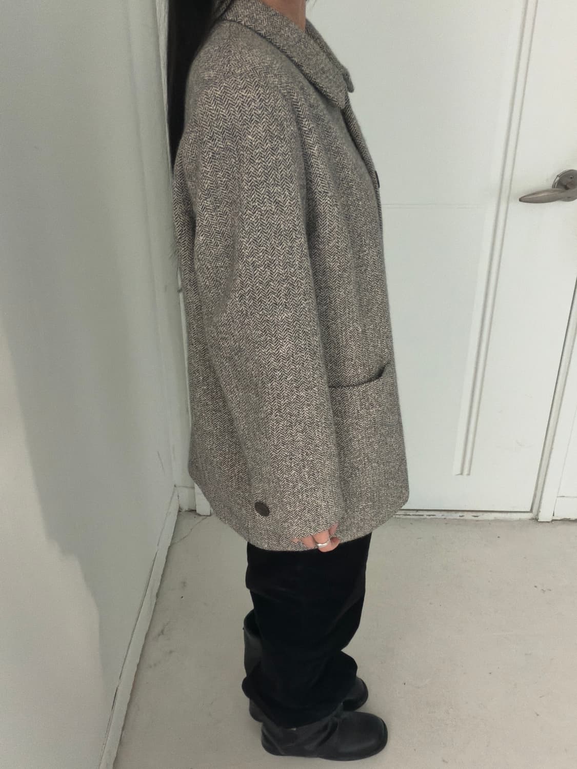 일본빈티지 헤링본 울 코트 자켓 상품이미지3