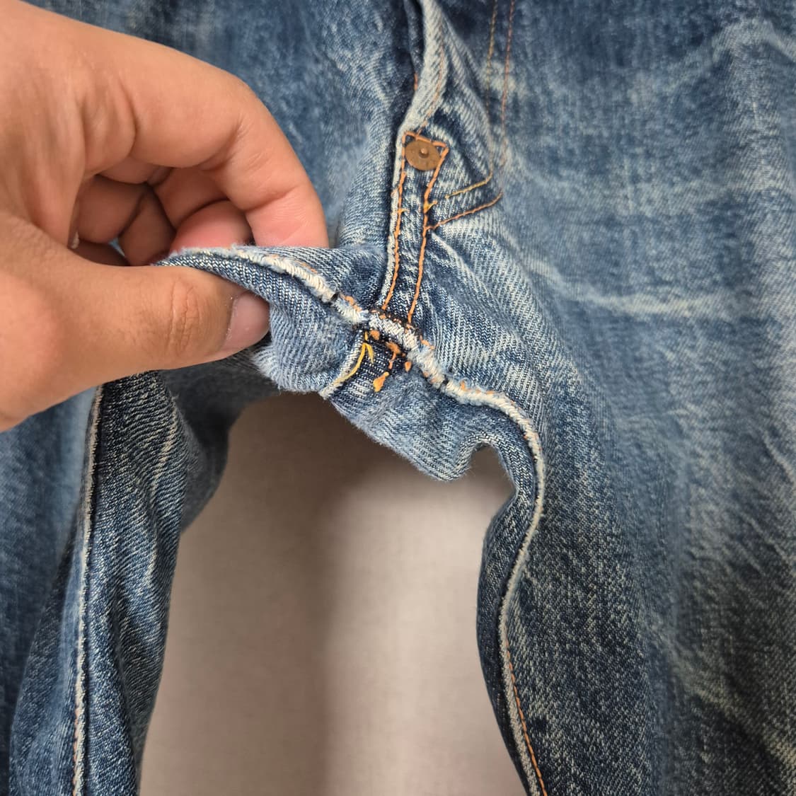 90's evisu 에비수 하드 워싱 데님팬츠 상품이미지5