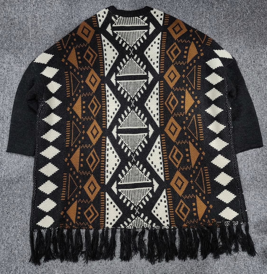 Clockhous 빈티지 패턴 프런지 가디건 S/M 상품이미지3