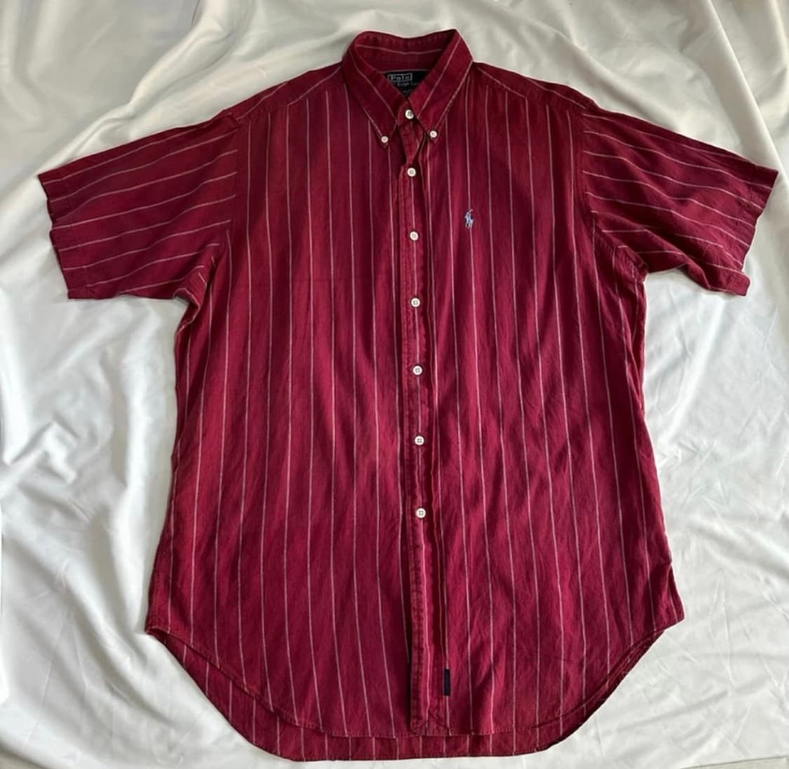 폴로 버건디 스트라이프 반팔 셔츠 상품이미지3