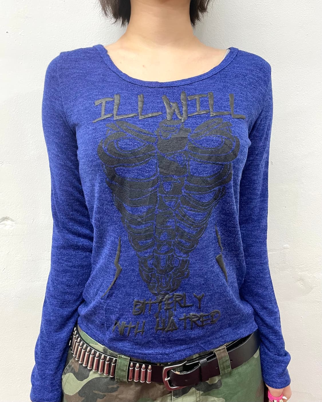 Black Bone Zipper Blue Long Sleeve 상품이미지3