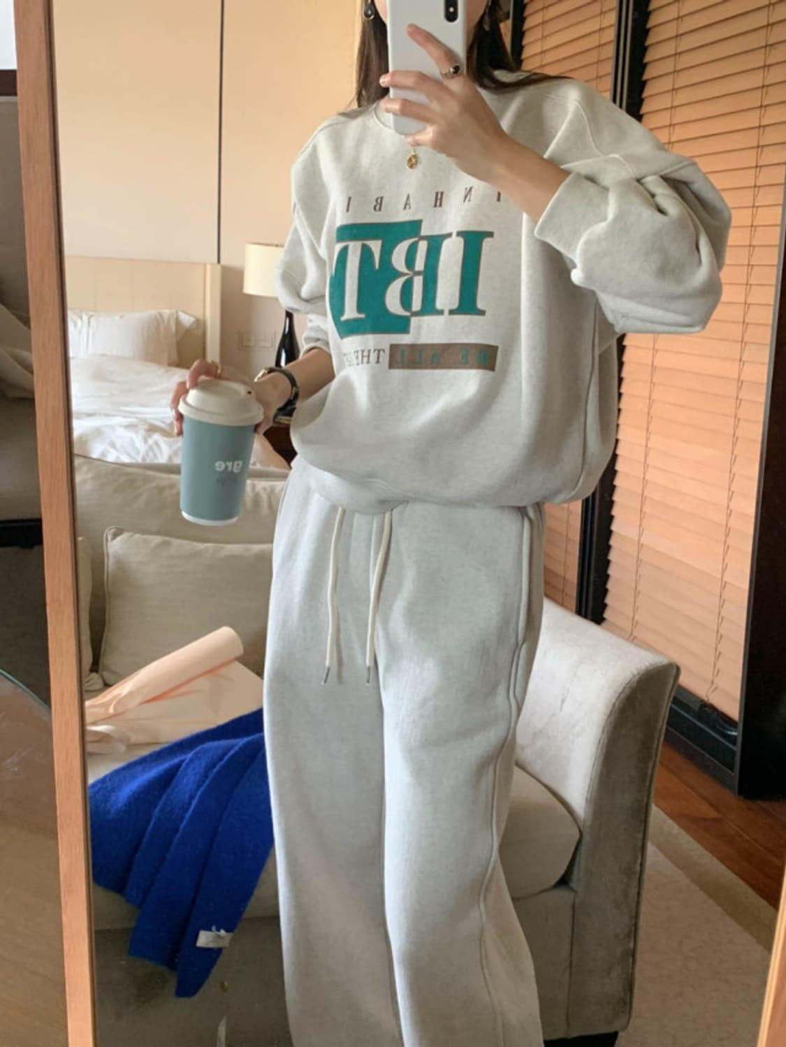 아잉areing 기모조거팬츠 오트밀 상품이미지4