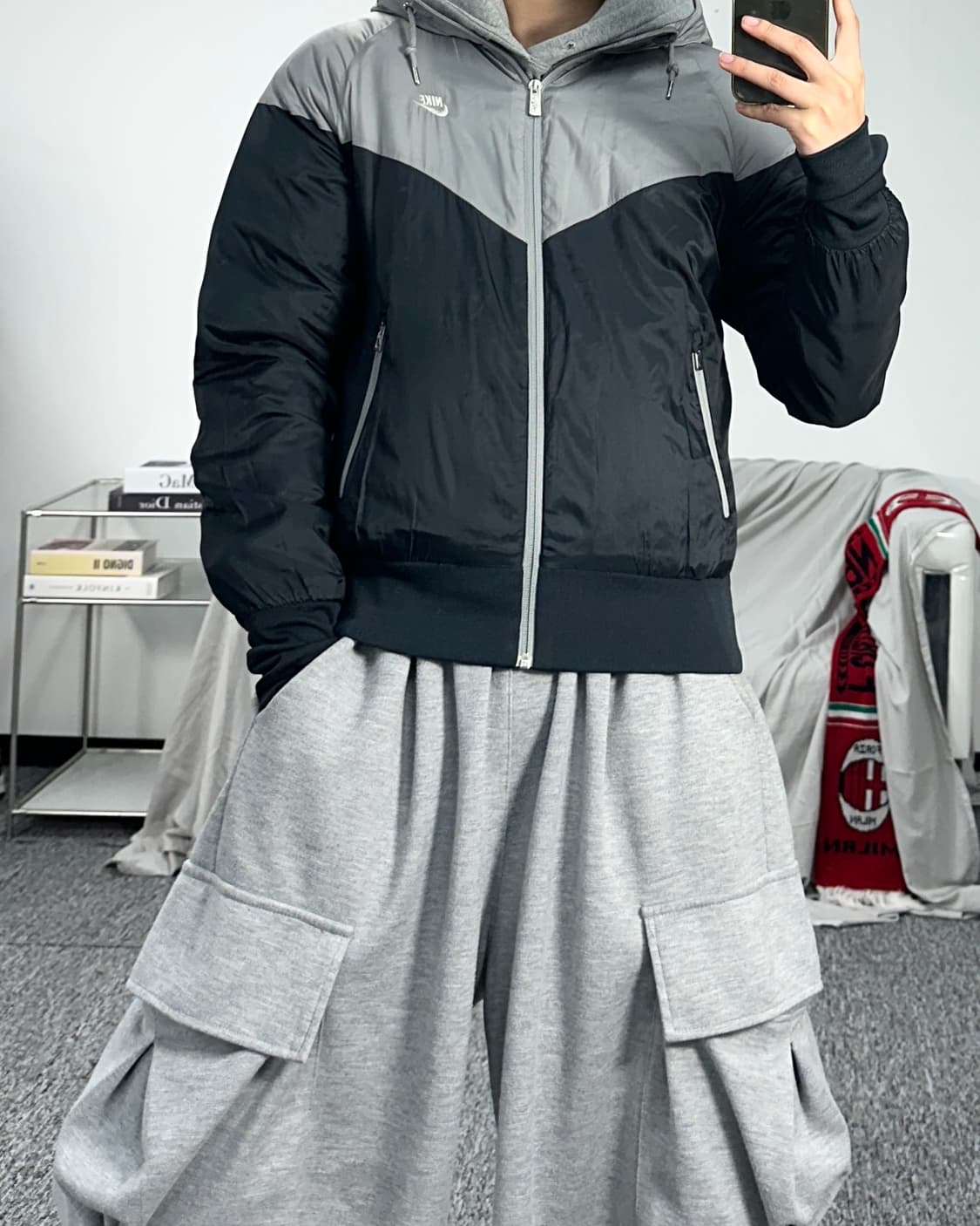 나이키 블랙 그레이 바람막이 점퍼 L 상품이미지5