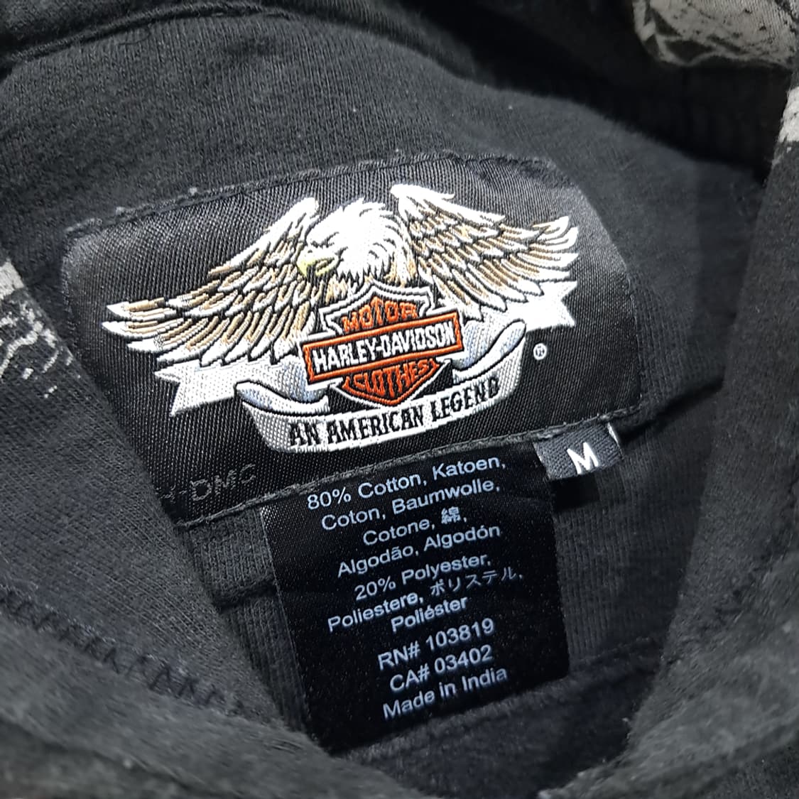 CL177 할리데이비슨 코튼폴리 스컬안감 플레임 블랙 후디 상품이미지3