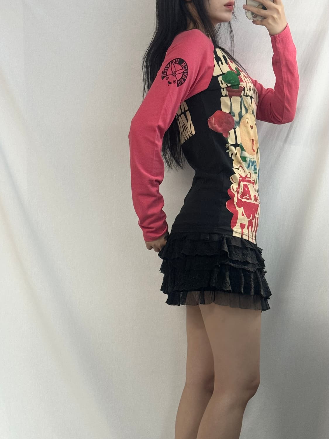 우사비치 프린티드 래글런 티 상품이미지6