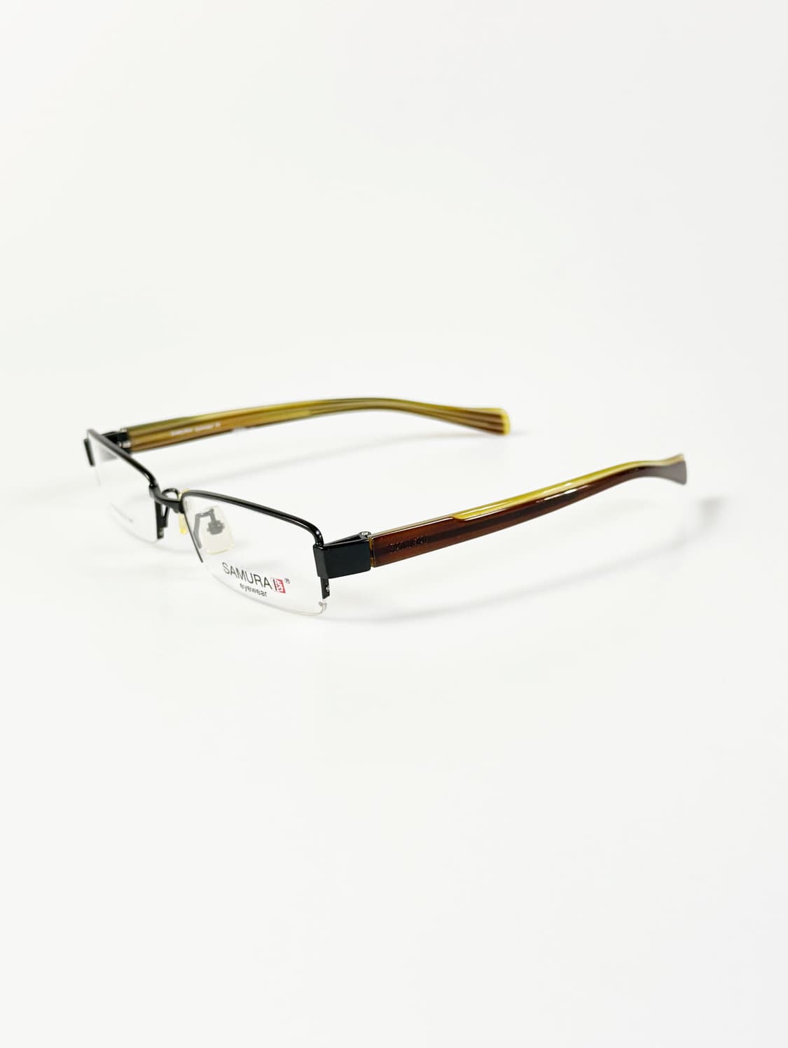 SAMURAI EYEWEAR 블랙 메탈 반무테 스퀘어 빈티지 안경 상품이미지3