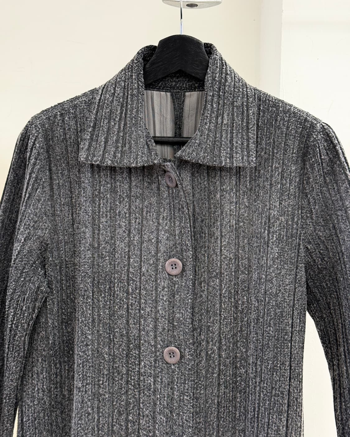 플리츠 플리즈 그레이 버튼업 롱 원피스 코트 상품이미지2