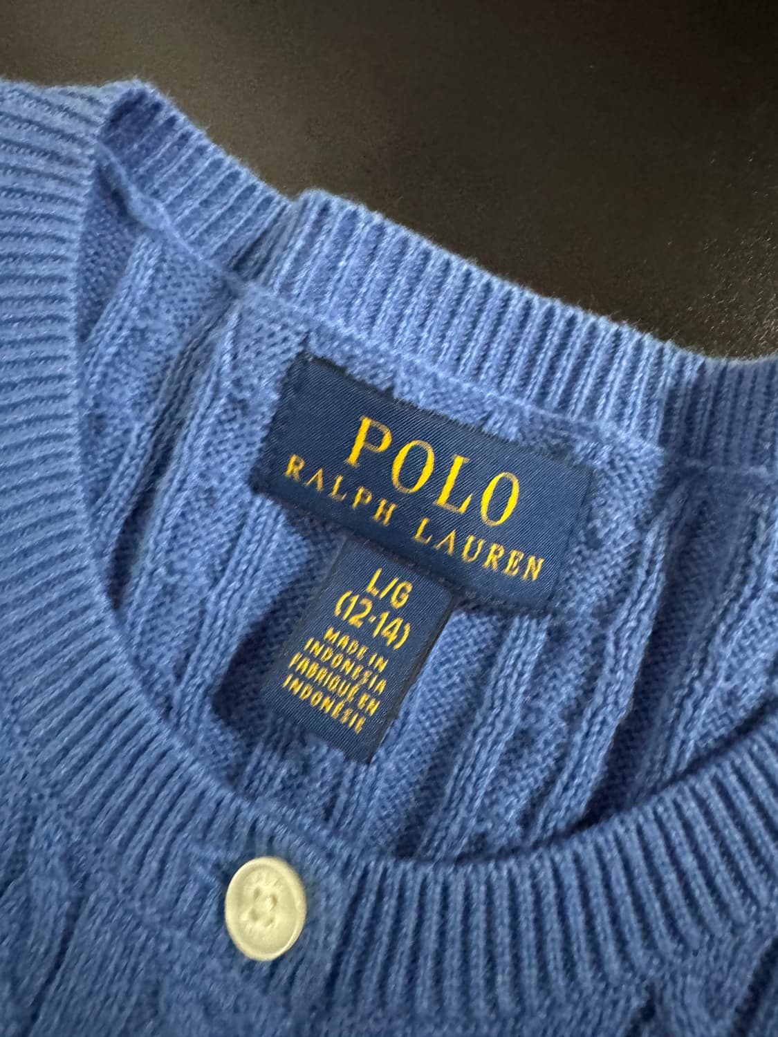 정품!! 여성 폴로 랄프로렌 스모크 블루 꽈배기 가디건 상품이미지3