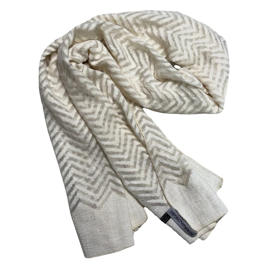 EMPORIO ARMANI 세브런 패턴 실크 스카프 아이보리 상품이미지8