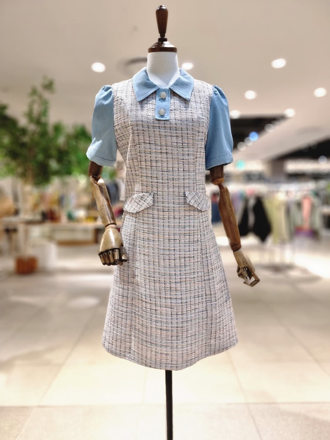 르샵 트위드 배색 데님 원피스 상품이미지7