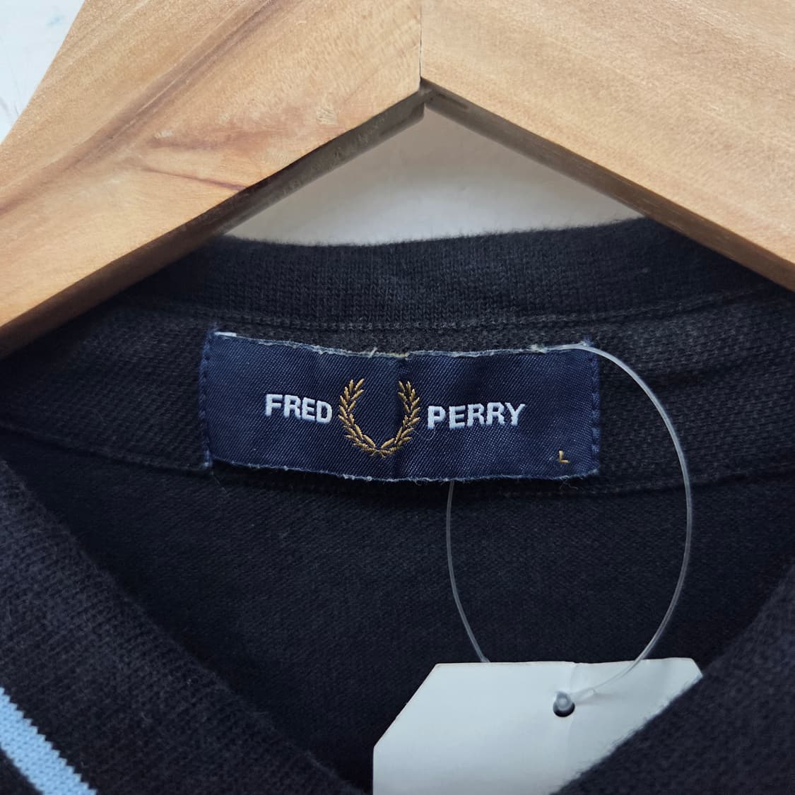프레드페리 블랙 카라 반팔티셔츠 남L 상품이미지3