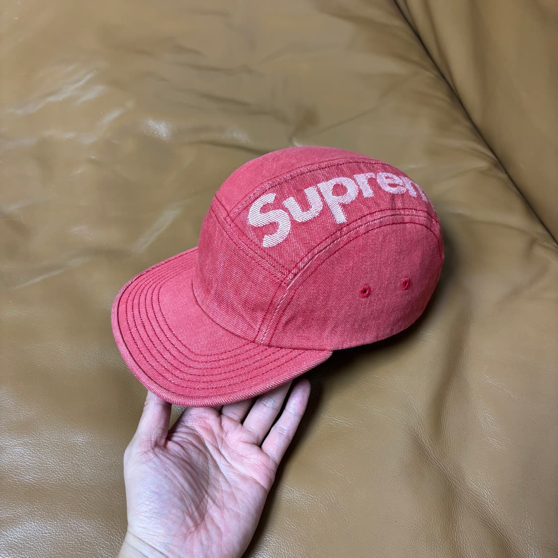 Supreme 슈프림 워시드 데님 레드 캠프캡 모자 (Denim Red) 상품이미지4