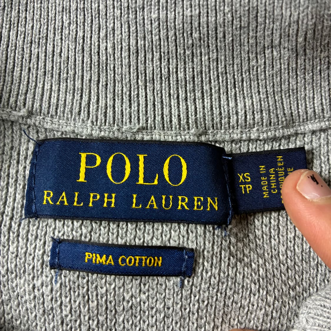 Polo  폴로 랄프로렌 자수 피마코튼 그레이 반집업 니트 상품이미지4