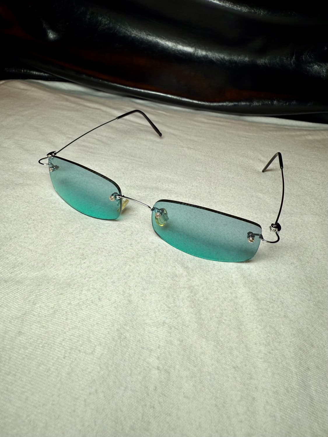 90s 빈티지 무테 스퀘어 그린 틴트 선글라스 상품이미지4