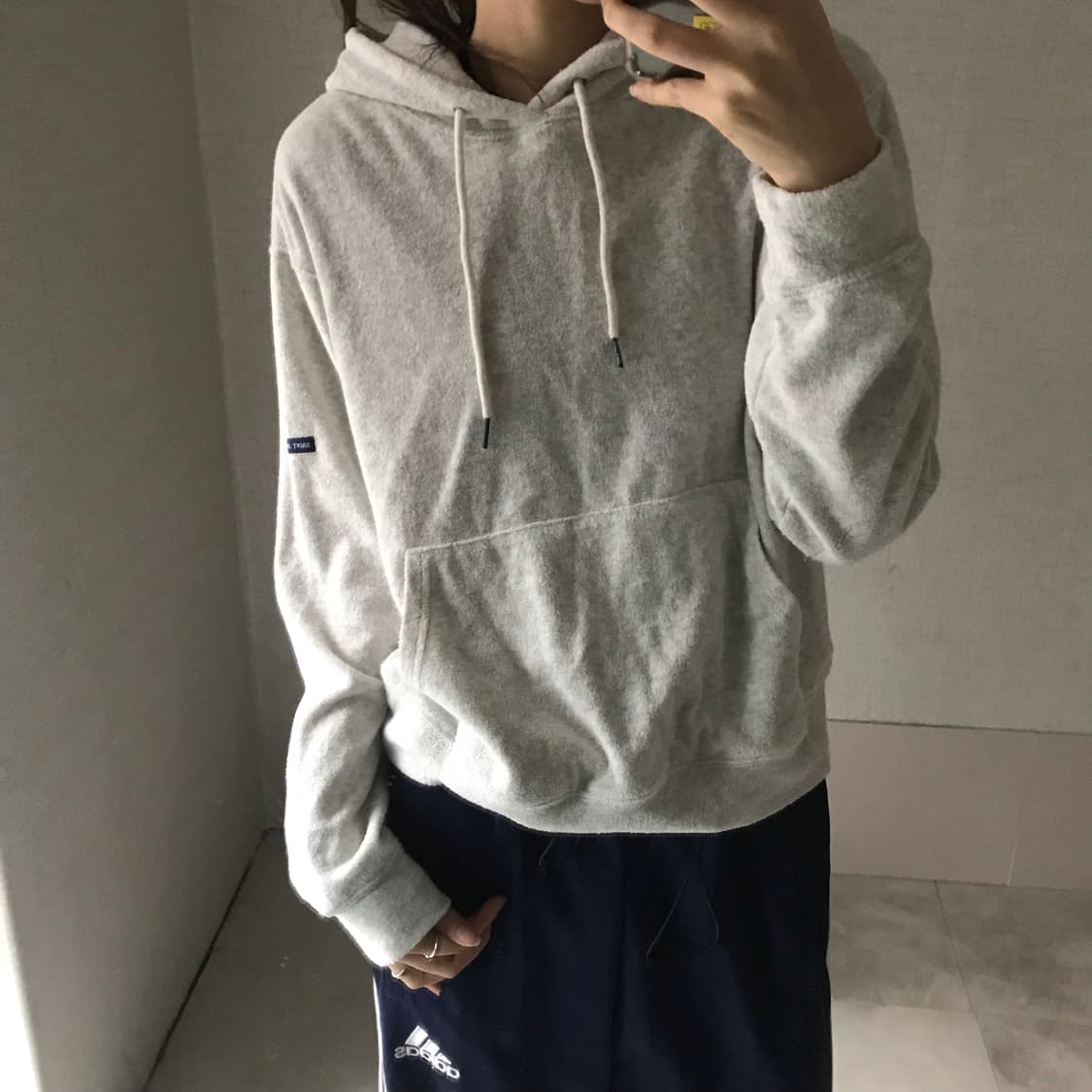 백멜란지 테리 크롭 후드티 상품이미지4