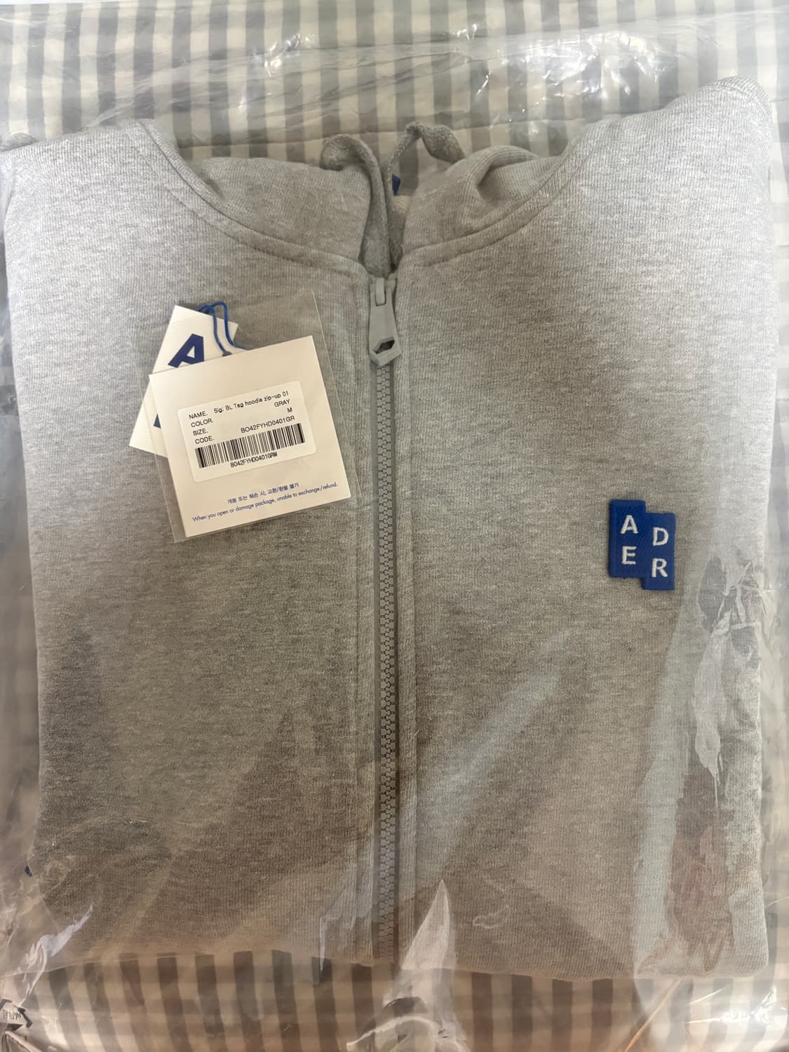 아더에러 시그니피컨트 TRS 태그 후드 집업 01 그레이 M 팝니다 상품이미지1
