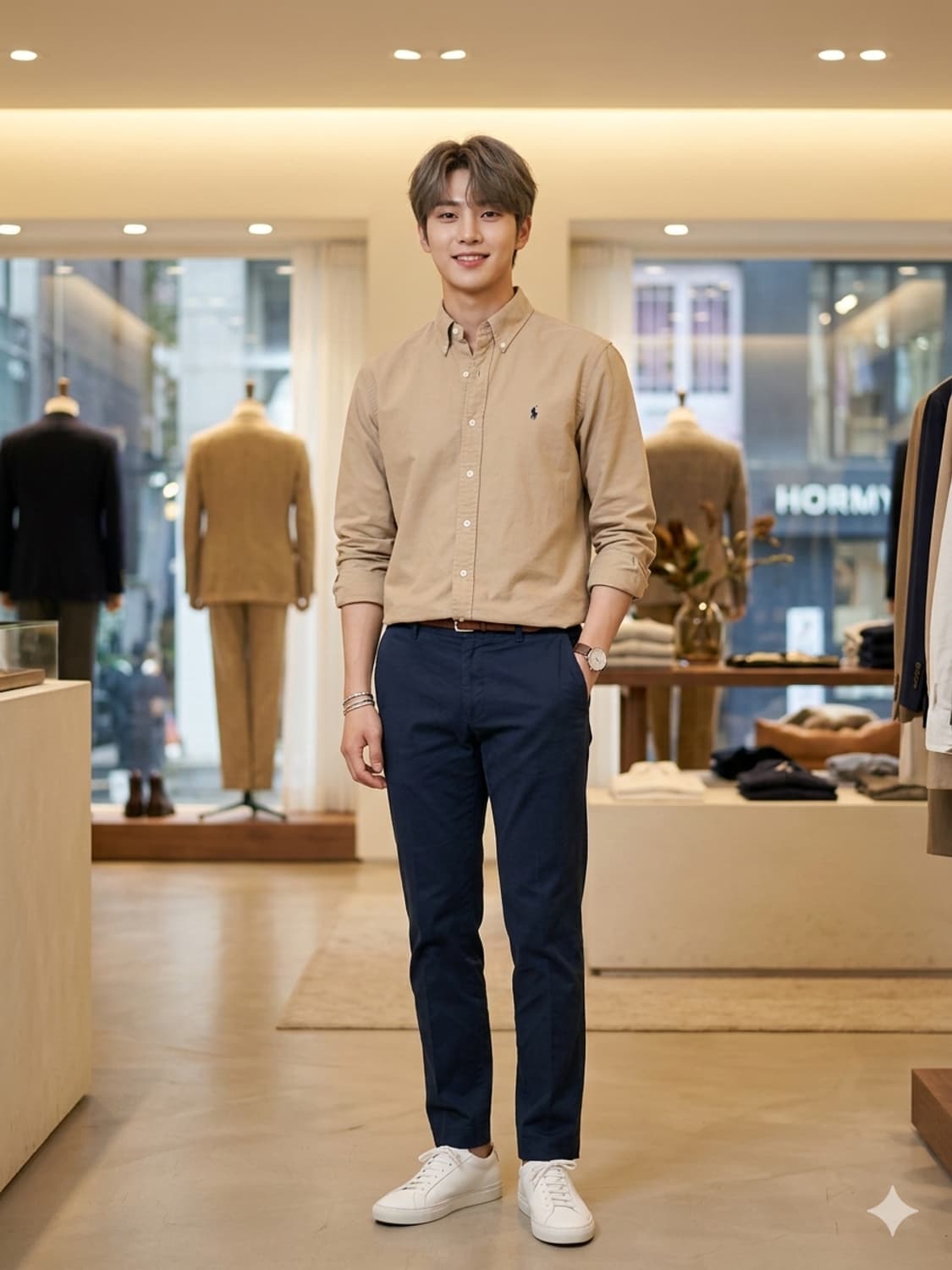 폴로 랄프로렌 클래식핏 코튼 셔츠 베이지 상품이미지1