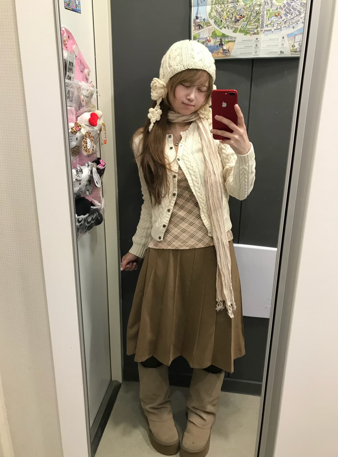 버버리 핑크 체크 베이지 코트 니혼진 모리걸 하치 코디세트 상품이미지2