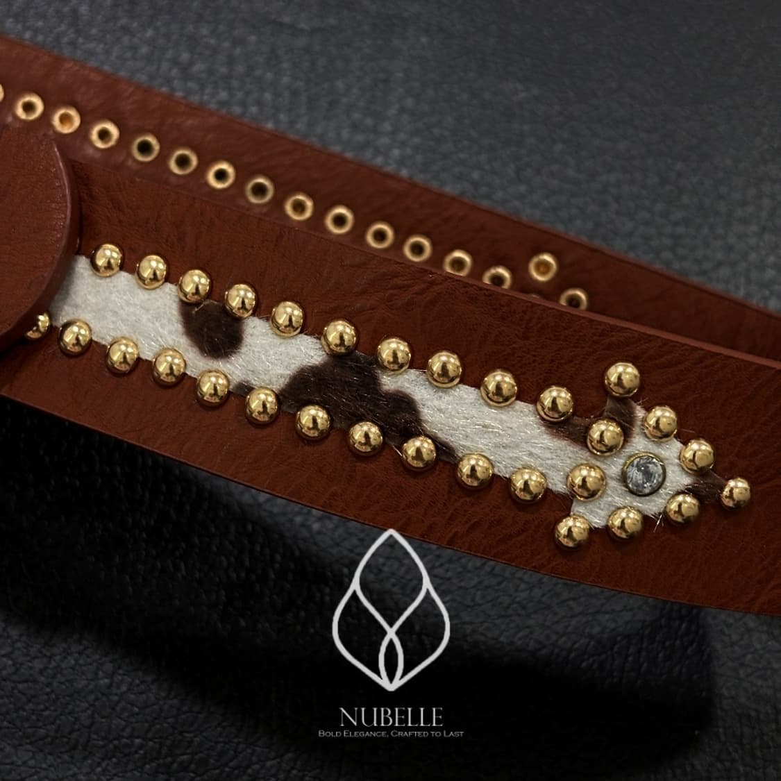🌗 Arrow cow hair belt / 화살표 카우 호피 가죽 벨트 상품이미지4