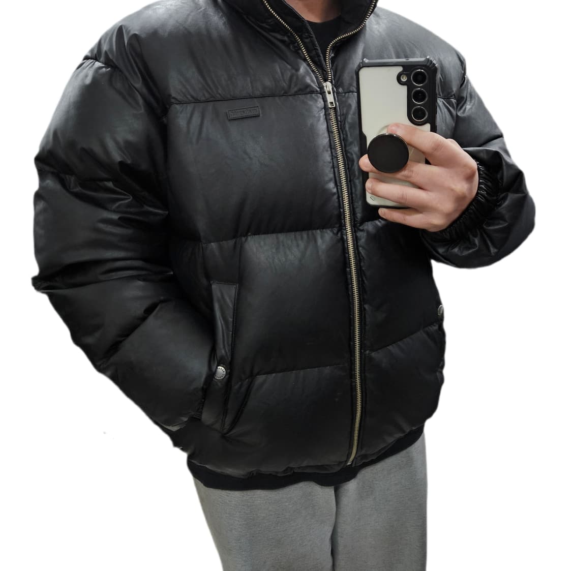 M 마하그리드 에코레더 덕다운 패딩 상품이미지1