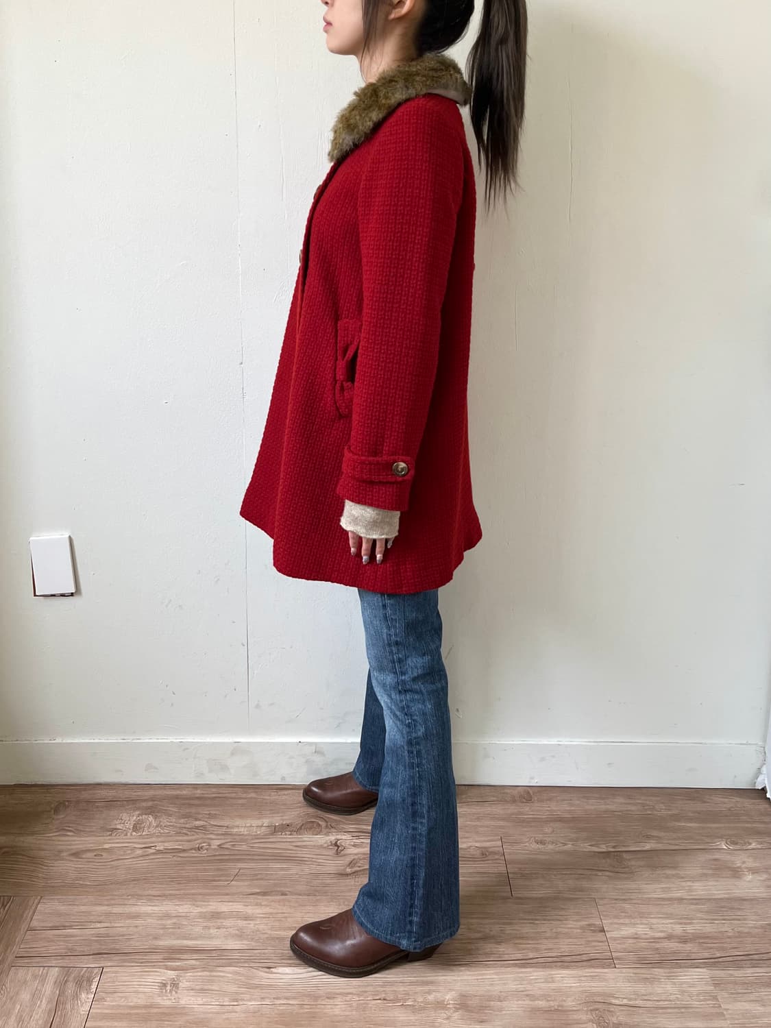 earth music 퍼 더블 코트 상품이미지8