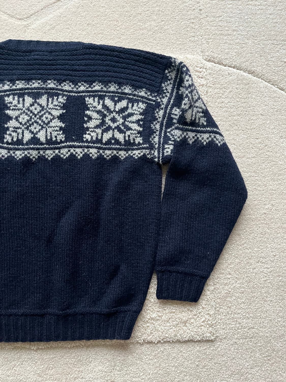 90s 엘엘빈 노르딕 스노우플레이크 100% 울 니트 스웨터 (105) 상품이미지8