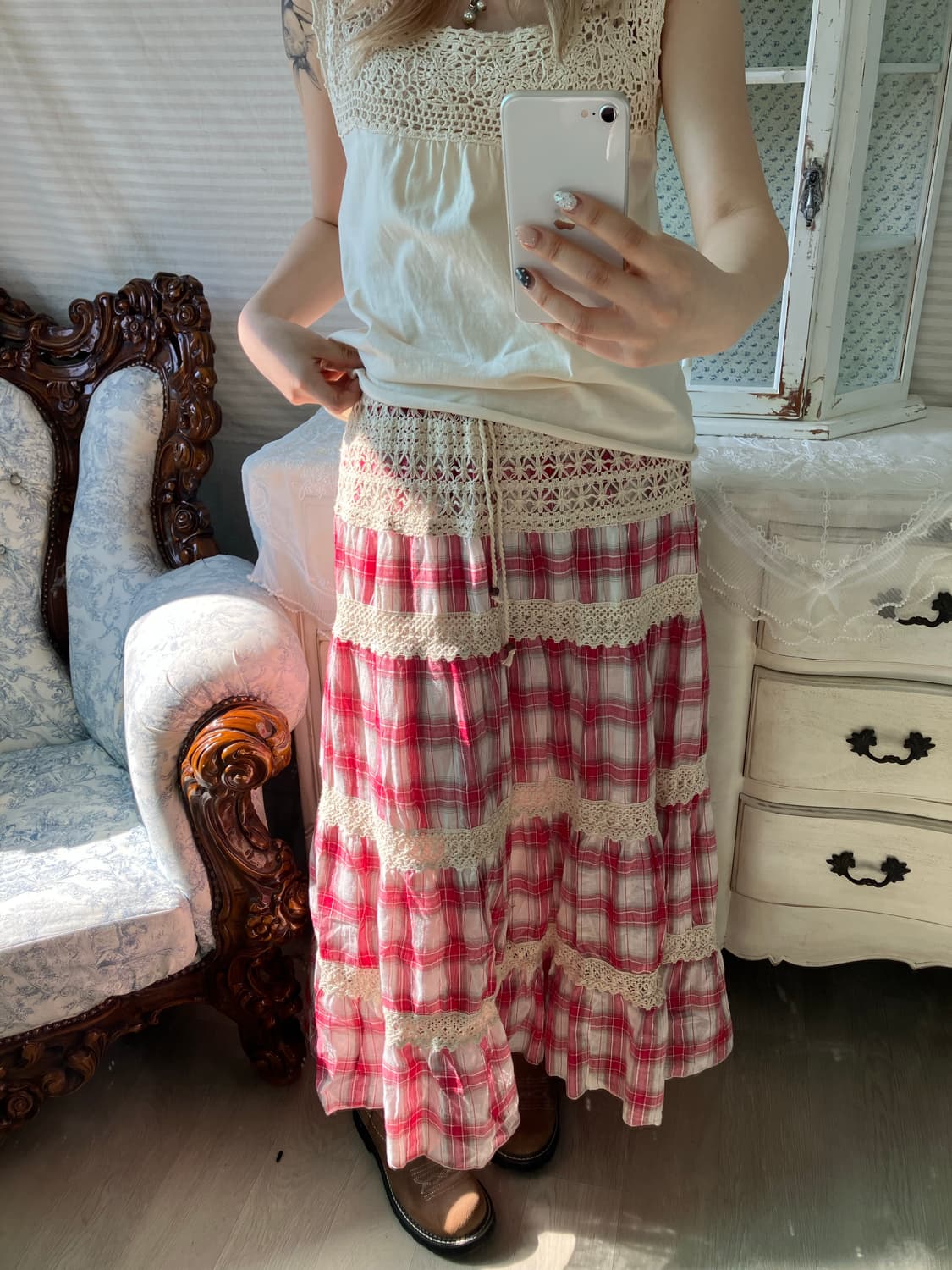 빈티지 모리 하구미 패치 롱스커트 상품이미지4