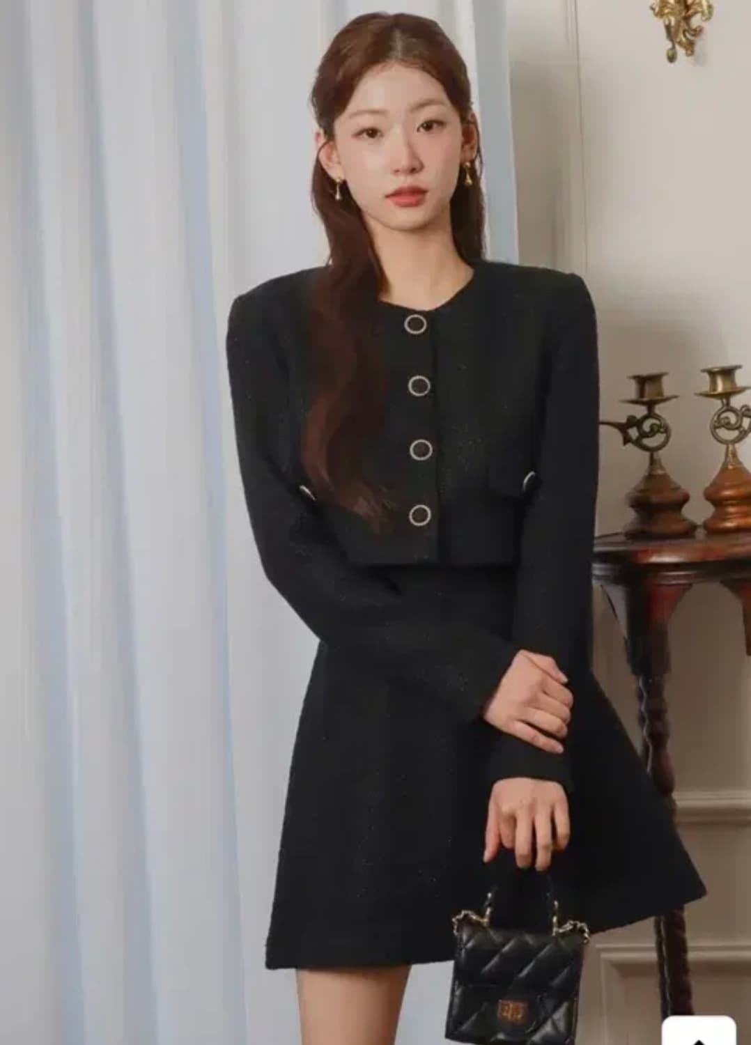 이바나헬싱키 마리안느 트위드 크롭 셋업 블랙 m 상품이미지5