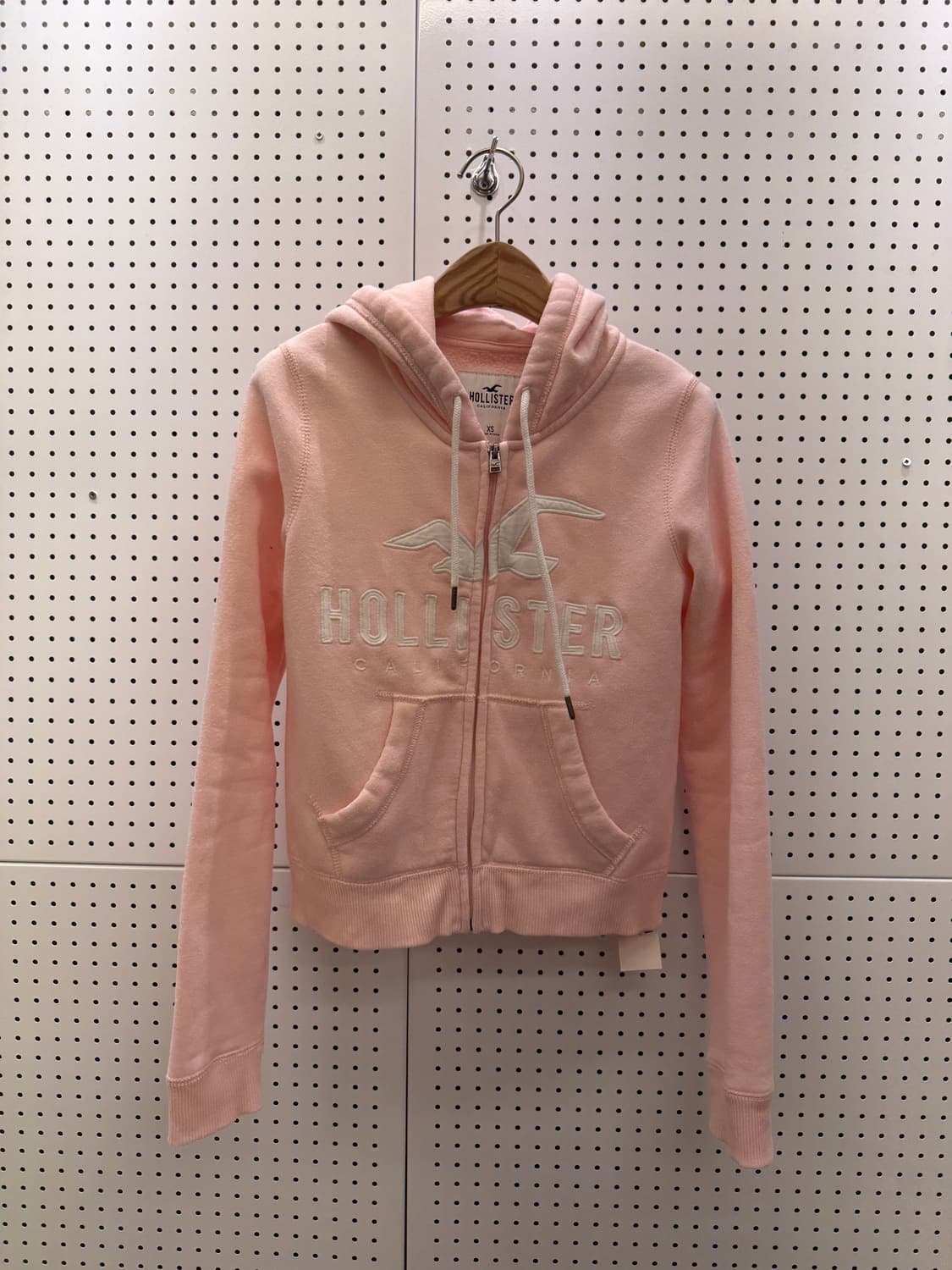 홀리스터 로고 라이트핑크 기모 후드집업 U1101 상품이미지2