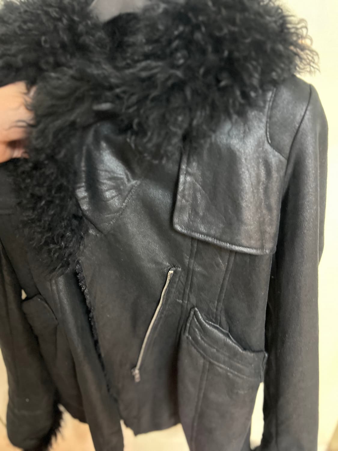 shearling jacket black  vintage- 44-55 상품이미지5
