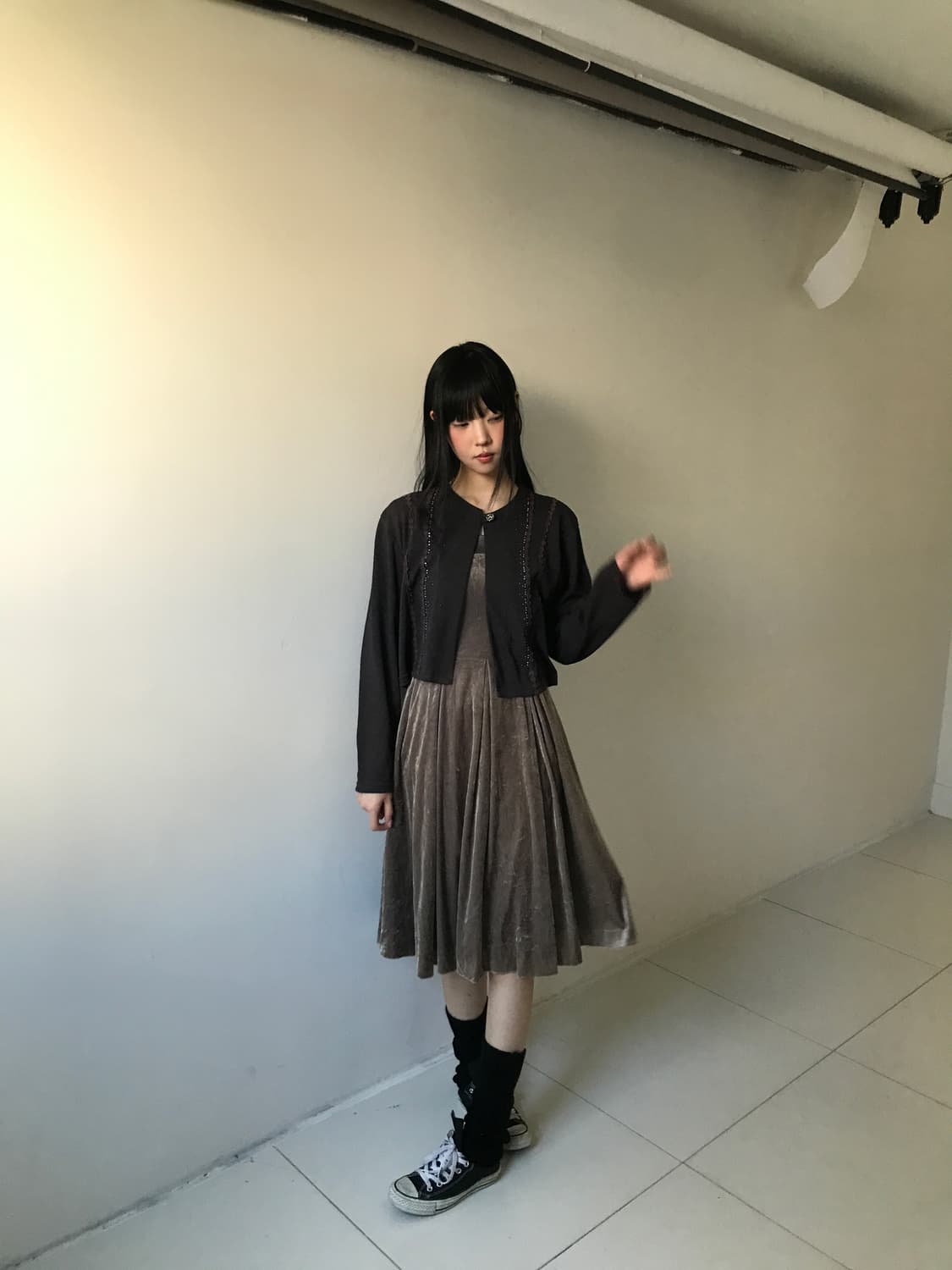 Velvet brown slip dress 상품이미지8