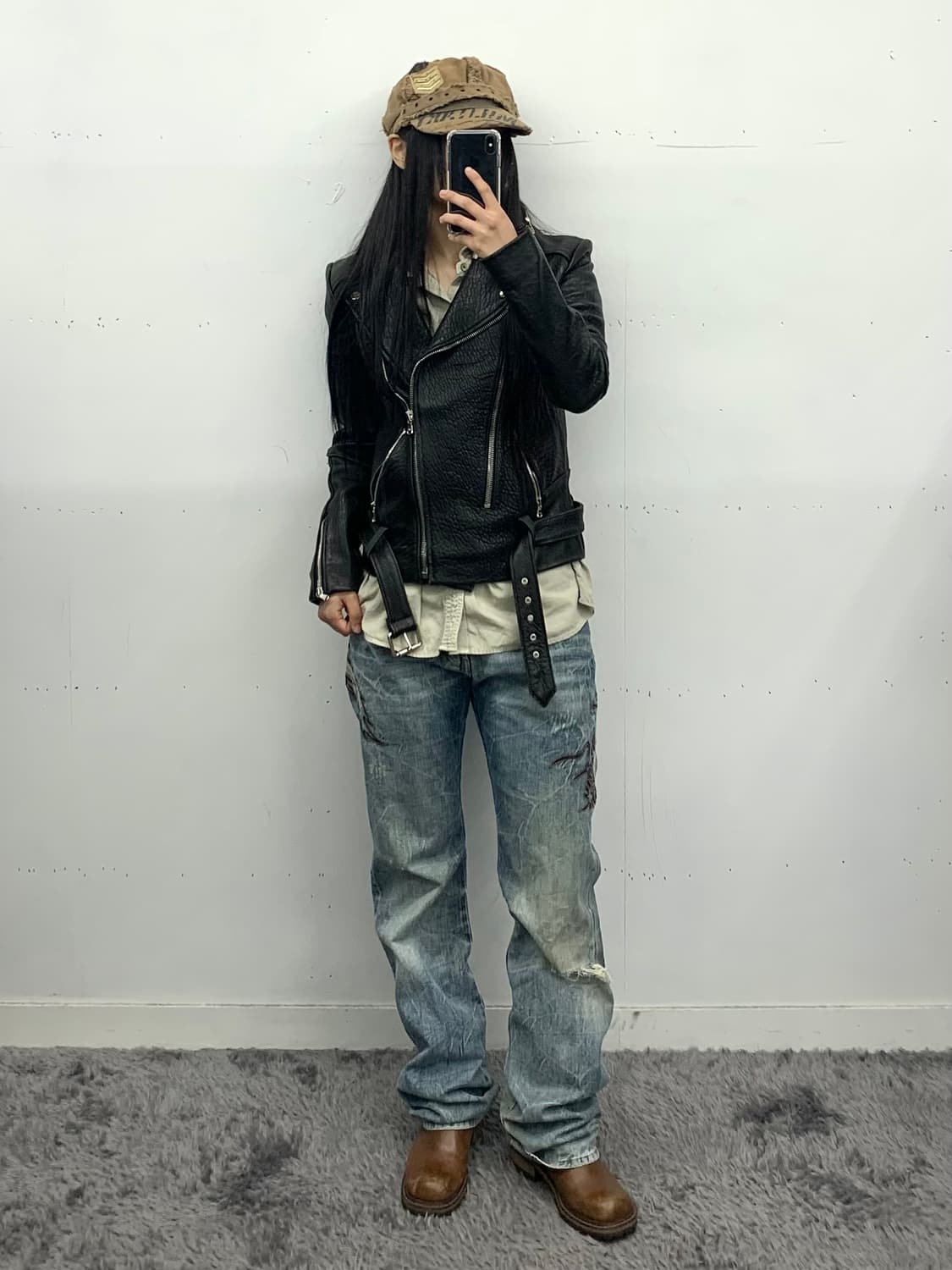 재패니즈 오리엔탈 y2k 자수 데님 상품이미지1